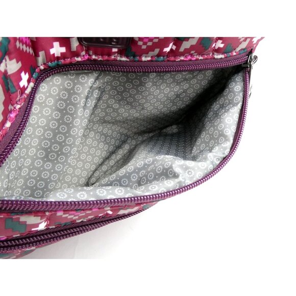 Lug PinkCrossbody Bag Multi-Zip Compartments Adjustable Strap - Picture 8 of 14